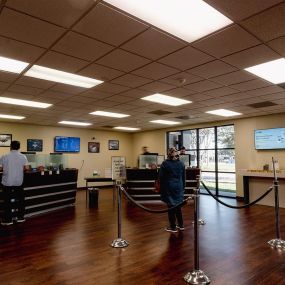 Inside the lobby of a credit union in Clear Lake Ellington