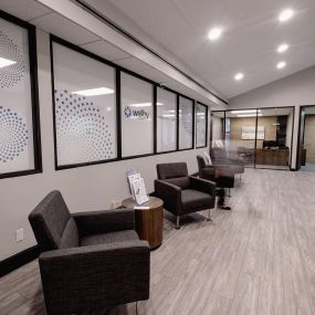 Interior of Wellby federal credit union with seating