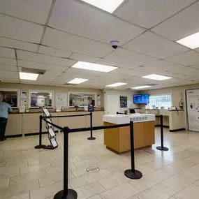 Inside the lobby of a credit union in Houston Park Place