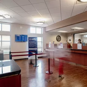 Inside the lobby of a credit union in La Porte