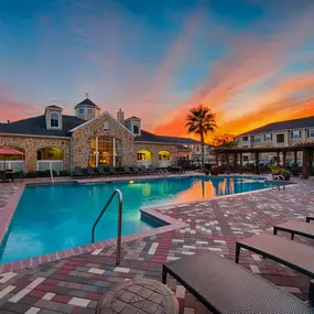 Resort-Style Pool at Dusk