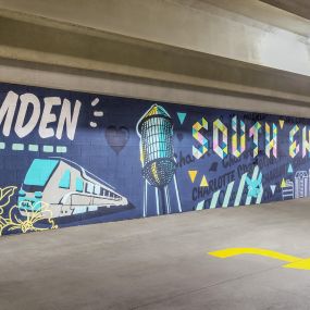Mural in parking garage at Camden South End