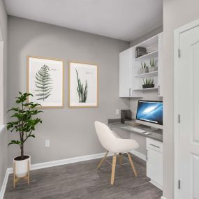 Built in desk in flexible home office space