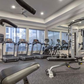 Fitness center with cardio equipment and free weights