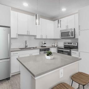 Kitchen with island and usb plugs