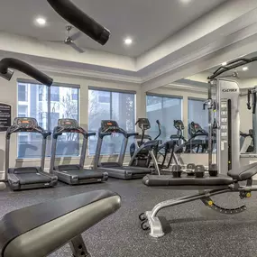 Fitness center with cardio equipment and free weights