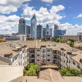 Community with charlotte skyline