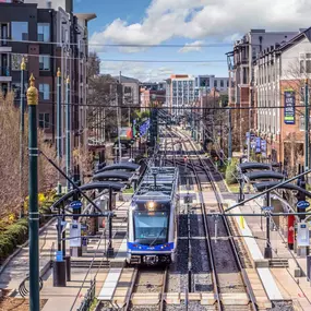 Light rail located behind community