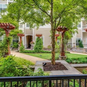 Outdoor tree lined courtyard