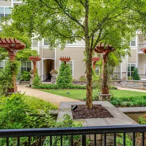 Outdoor tree lined courtyard