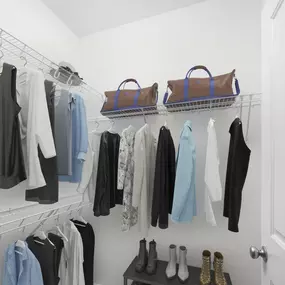 Large walk-in closet at Camden Dulles Station apartments in Herndon, VA
