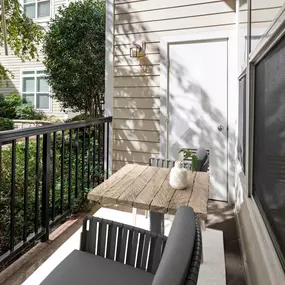 Private patio at Camden Dulles Station apartments in Herndon, VA