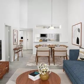 Open concept living and dining area with high ceilings at Camden Portofino apartments in Pembroke Pines, FL