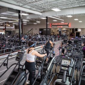 Top-of-the-line cardio equipment including stairmasters