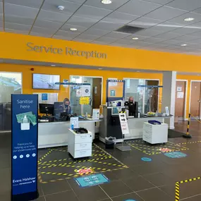 Reception area inside the Dacia Durham showroom