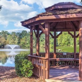 Gazebo overlooking community pond