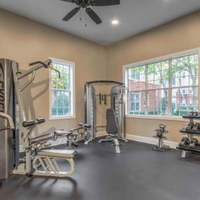 Fitness Center with strength training equipment and free weights