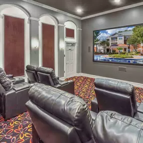 Media room with stadium seating