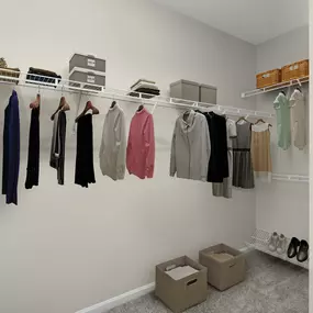 Walk-In closet with built-in wire shelving