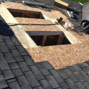 After mapping out where your new skylights will go, we will begin the installation process. The process includes taking away some of your shingles and cutting out the frame for the skylights.