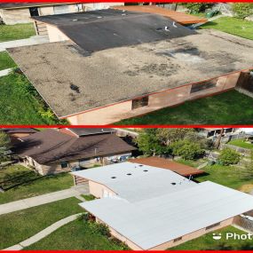 30 year old roof with leaks replaced with a beautiful white shingle.