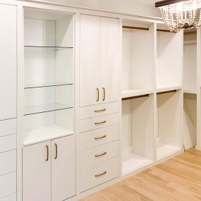 White Closet with Gold Hardware - Baldwin Place, NY