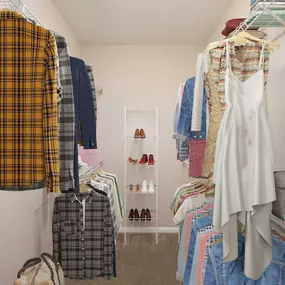 Closet with shelves and shoe rack