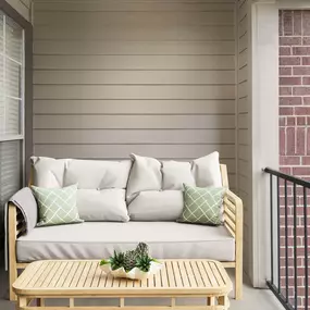 Private balcony at Camden Centerport apartments in Fort Worth, Tx