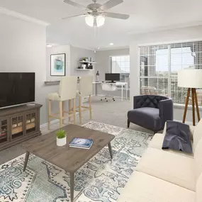 Living room with space for a home office