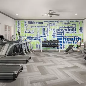 Fitness center with free weights and cardio machines