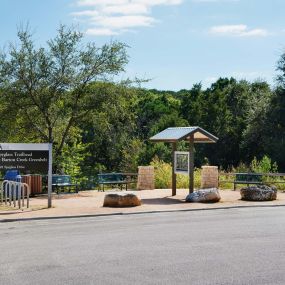 Greenbelt trail entrance near community