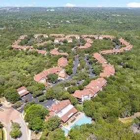 Aerial view of Camden Gaines Ranch community and surrounding greenbelt