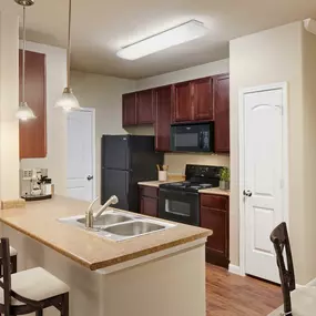 Kitchen with bar seating