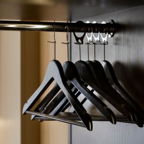 Premier Inn wardrobe with clothes hangers