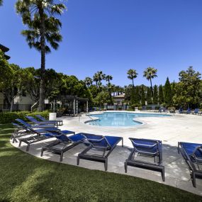 camden landmark apartments ontario ca turf and loungers at the pool