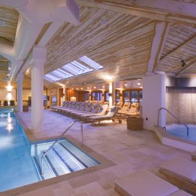 Indoor spa pool and waterfall