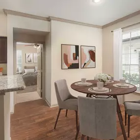 Open concept floor plans with dining area at Camden Midtown Apartments in Houston, TX