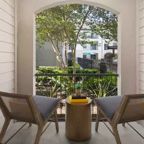 Private patio at Camden Midtown Apartments in Houston, TX.