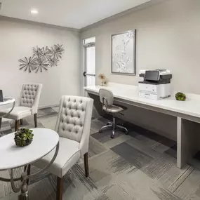 Community workspace with printer at Camden Midtown Apartments in Houston, Tx