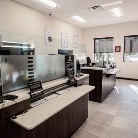 Inside the lobby of a credit union in Friendswood North