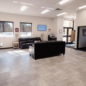 Interior of Wellby federal credit union with seating