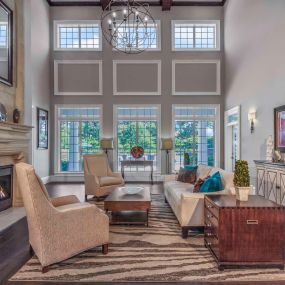 Resident lounge with fireplace