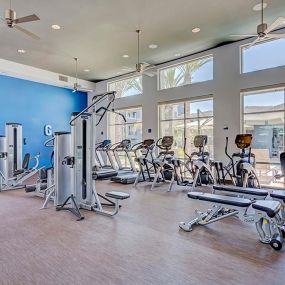 24-hour fitness center with strength training equipment and cardio machines