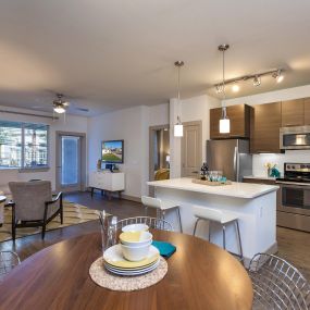 Open concept dining and kitchen area