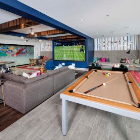 Resident clubroom with wifi and billiards table