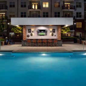 Camden Buckhead Square pool cabana at night