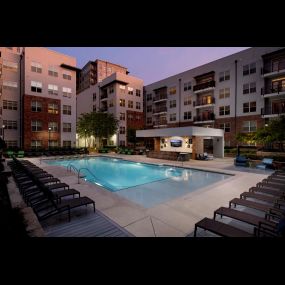 Pool with beach entry at Camden Buckhead Square apartments in Atlanta, GA