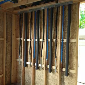 Water and gas lines ready for 5 tanlkess installation for a multi family complex