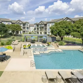 Resort-style pool and spacious sundeck at Camden Cedar Hills apartments in Austin, TX