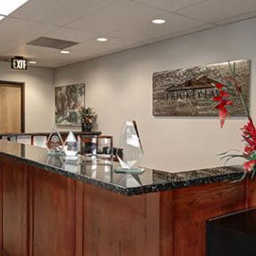 Reception desk at The Frickey Law Firm in Lakewood